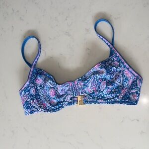 Kulani Kinis Blue and Pink Paisley Bikini Top